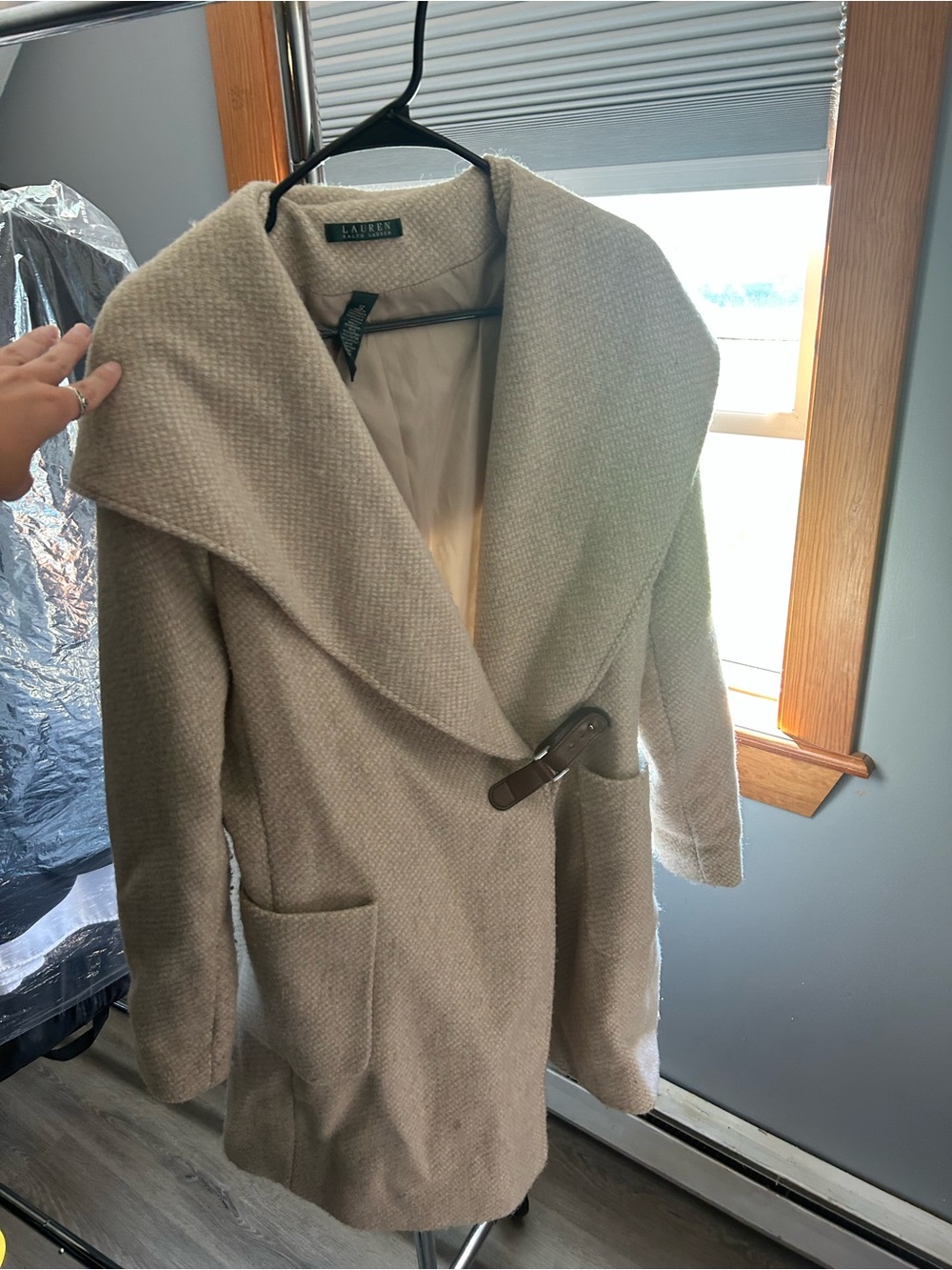 Ralph Lauren Cream Textured Shawl-Collar Trench Coat